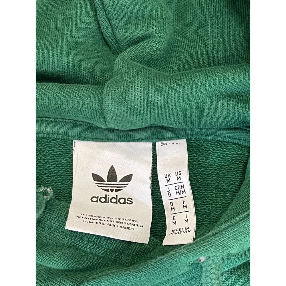 Adidas Hoodie Mens M Green Lined Logo‎ Long Sleeve Kangaroo Pockets Pullover